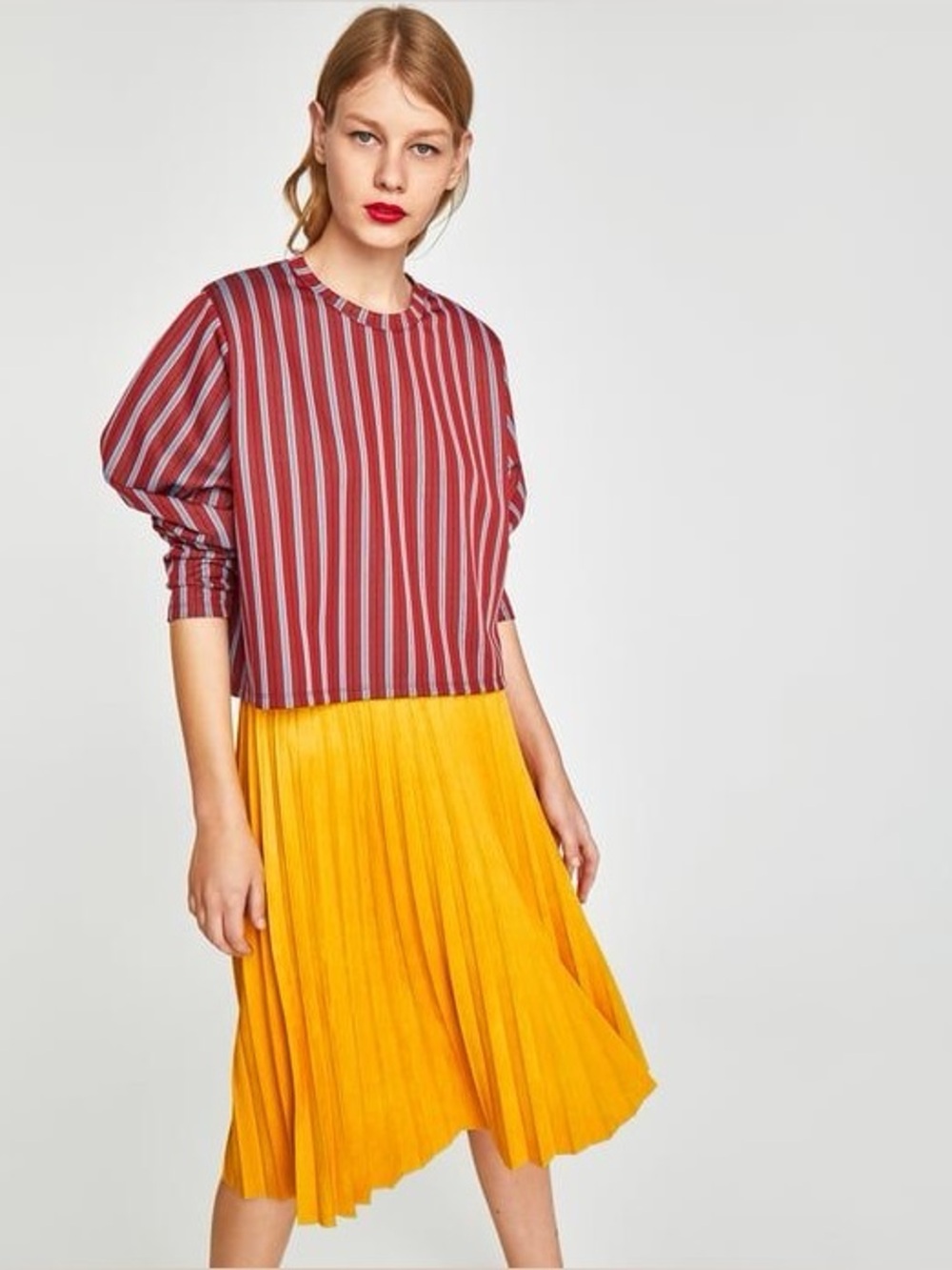 Zara Faux Suede Pleated Skirt in Mustard - EUC - Picture 3 of 7